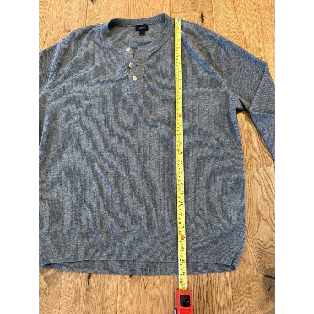 J Crew Broken In Henley Gray Large Merino Wool - Picture 3 of 5